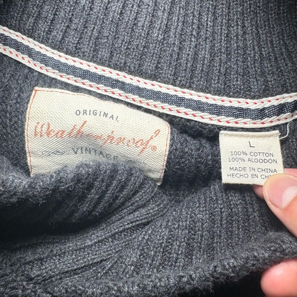 Men’s Gray Shawl Collar Ribbed Sweater Warm Winter Knit Size L - Picture 2 of 3